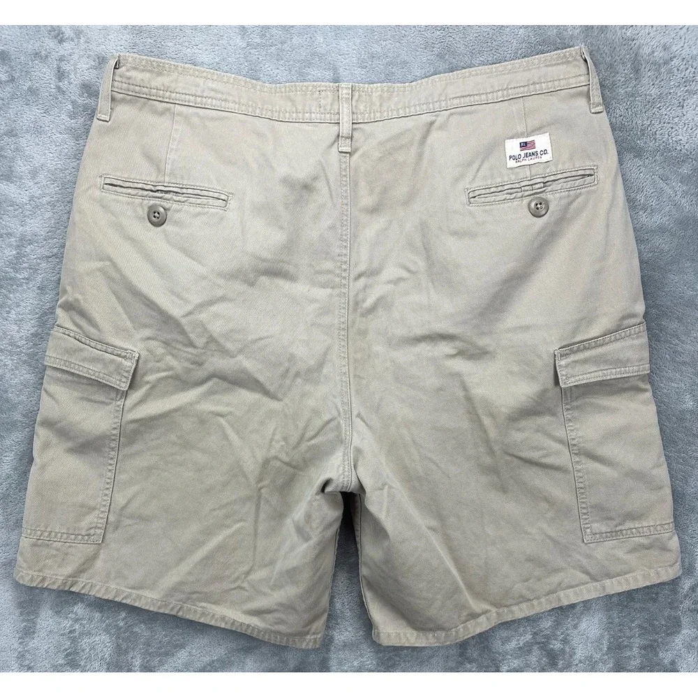 VTG Polo Jeans Co Men's Easy Cargo Shorts Sz‎ 40 (Real 38) Beige Cotton Gorpcore